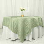 Taffeta 90"x90" Table Overlay Square Tablecloth Sage Green - Accordion Crinkle Table Cover