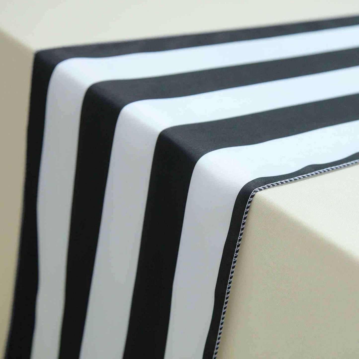 Satin 12"x108" Table Runner Black/White Stripe - Classic & Exquisite Table Decor