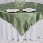 Satin 72"x72" Table Overlay Square Tablecloth Dusty Sage Green - Smooth Finish Table Cover