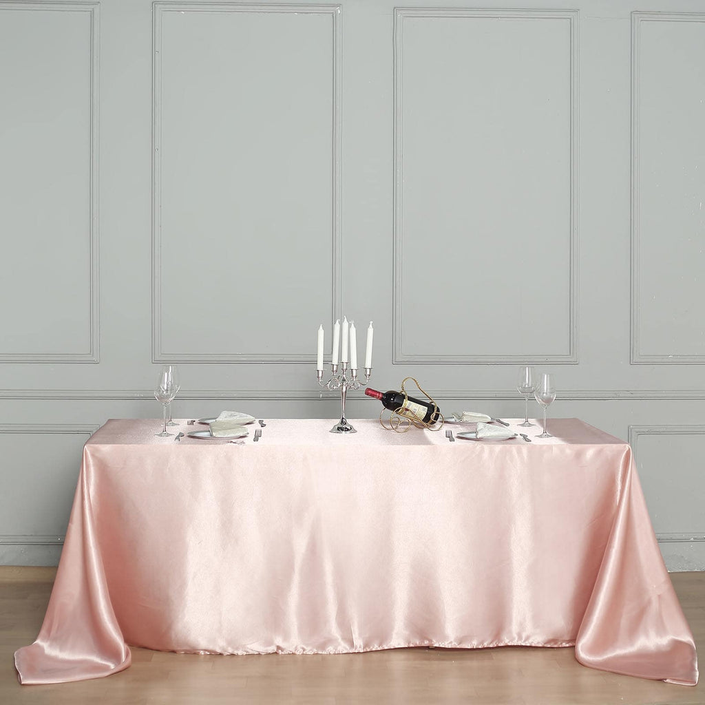 Satin Rectangular 90"x132" Tablecloth Dusty Rose - Seamless Table Cover