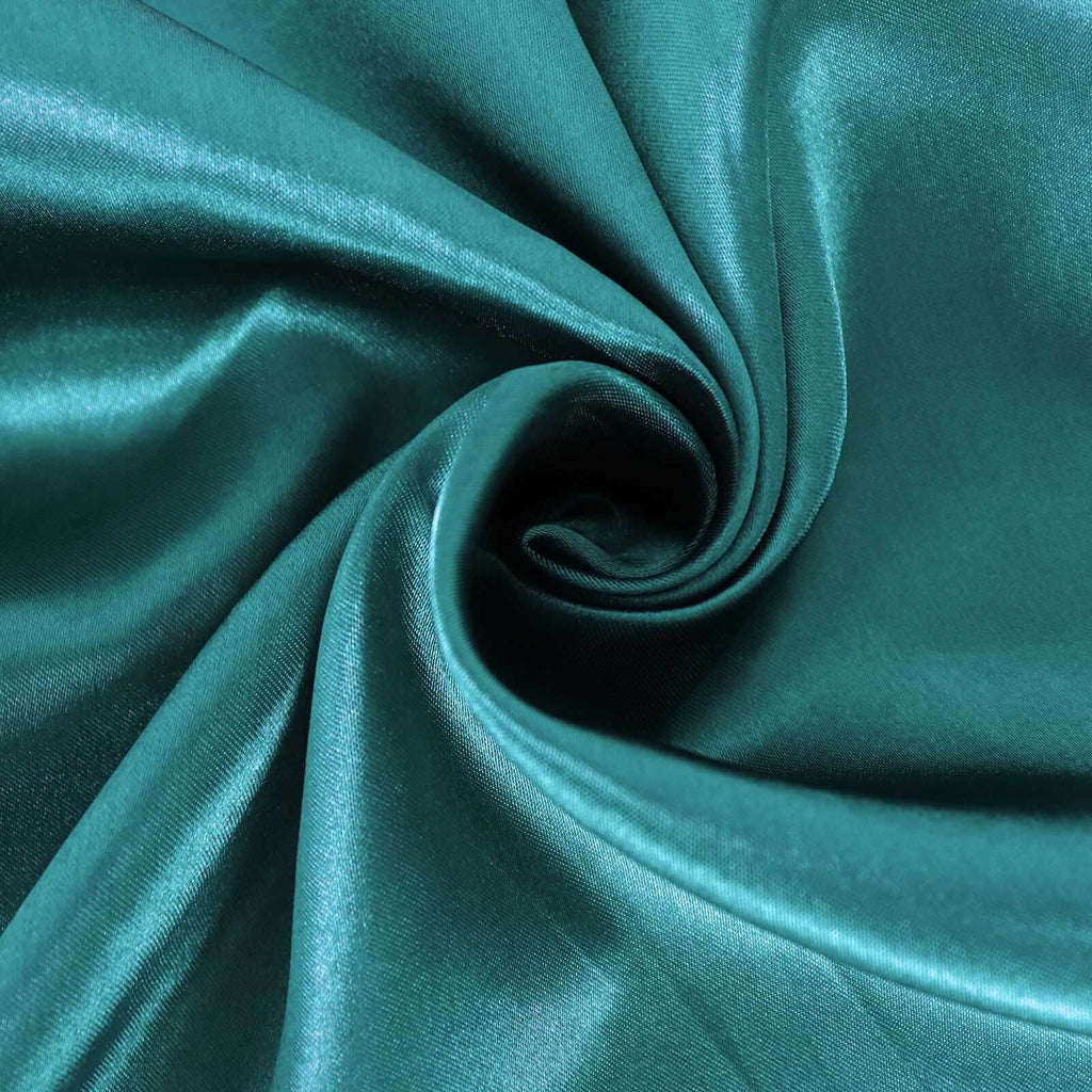 Satin Rectangular 90"x132" Tablecloth Peacock Teal - Seamless Table Cover