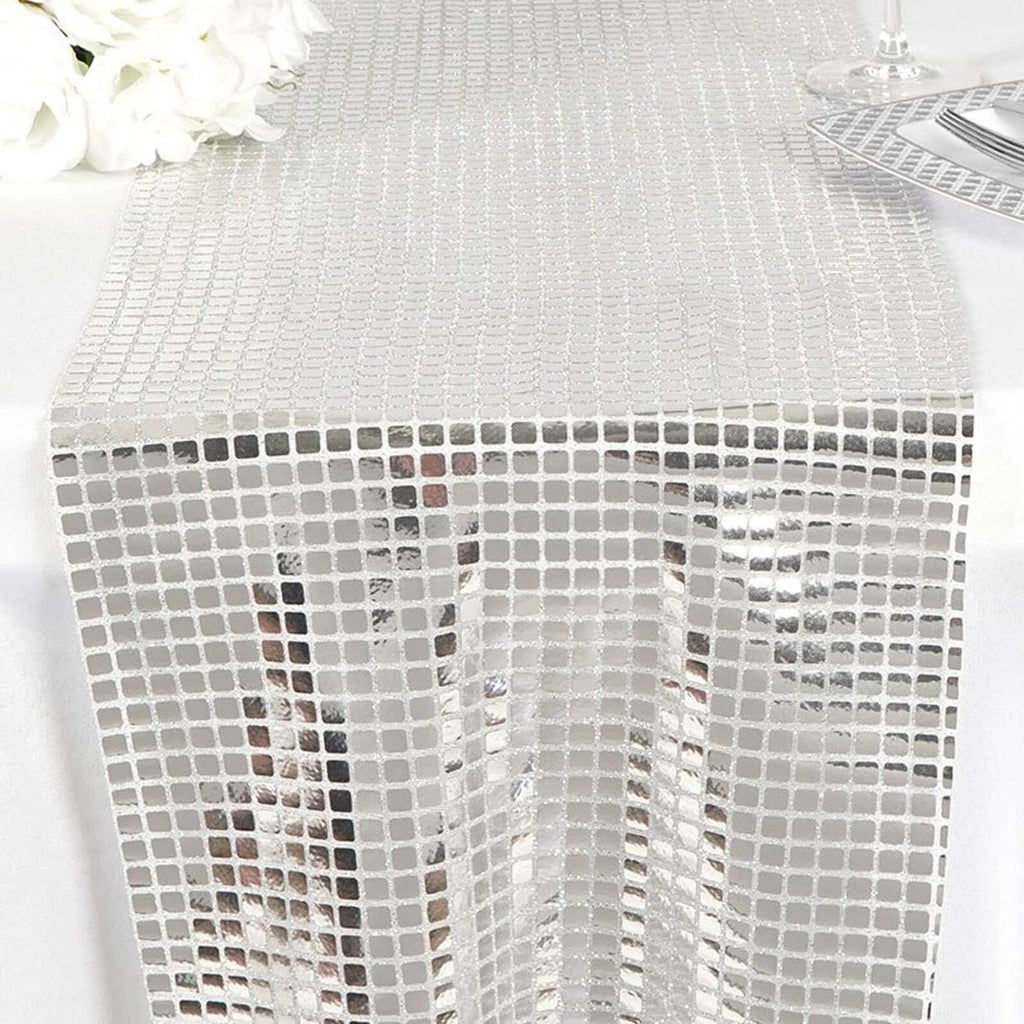 Mirror Foil 12"x108" Table Runner Silver - Shiny Metallic Party Table Decor
