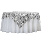 Sequin 72"x72" Table Overlay Square Tablecloth Silver - Big Payette Table Cover