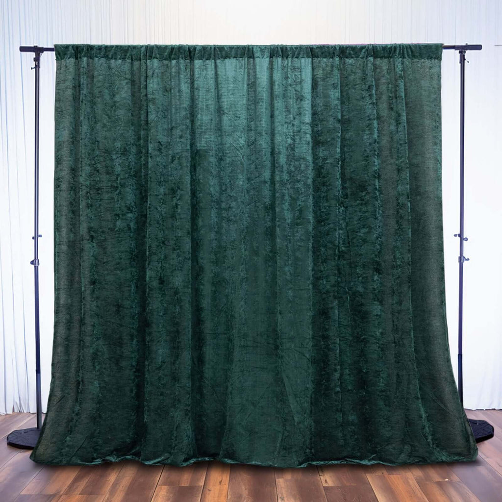 Hunter Emerald Green Crushed Velvet Backdrop Curtain â€“ 8ft x 8ft Event Drape with Rod Pocket, Privacy Panel for Photo Booths & Events