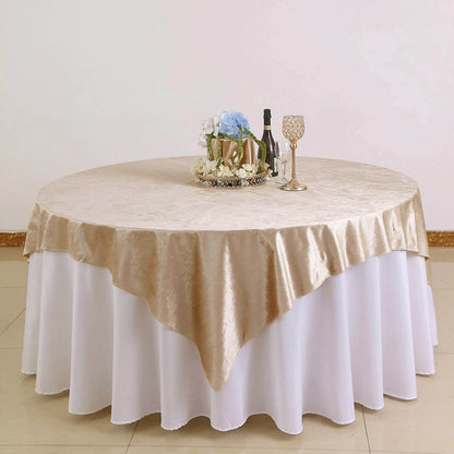 Velvet 72"x72" Table Overlay Square Tablecloth Champagne - Premium Soft Finish Table Topper