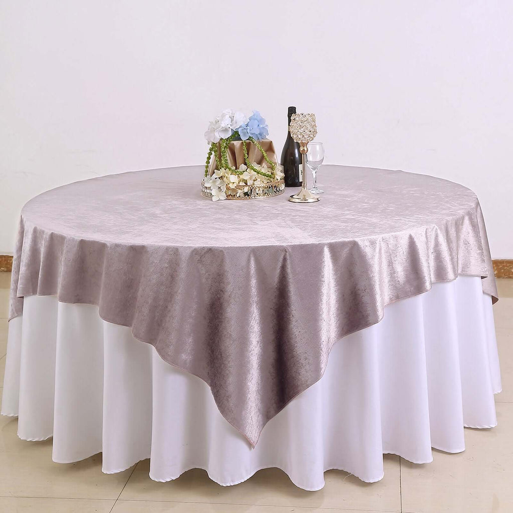 Velvet 72"x72" Table Overlay Square Tablecloth Mauve - Premium Soft Finish Table Topper