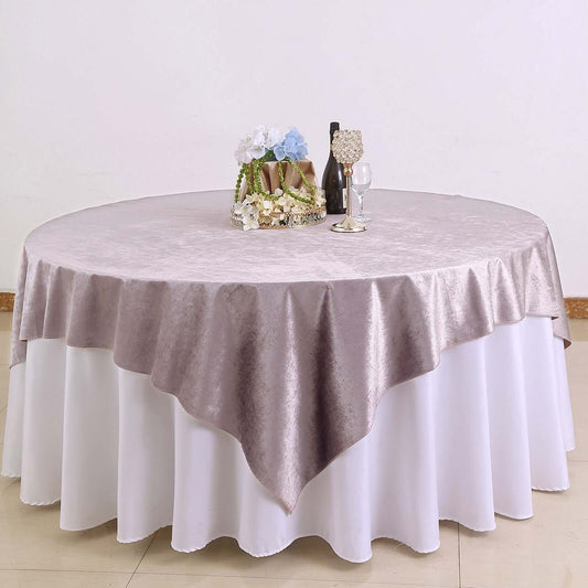Velvet 72"x72" Table Overlay Square Tablecloth Mauve - Premium Soft Finish Table Topper