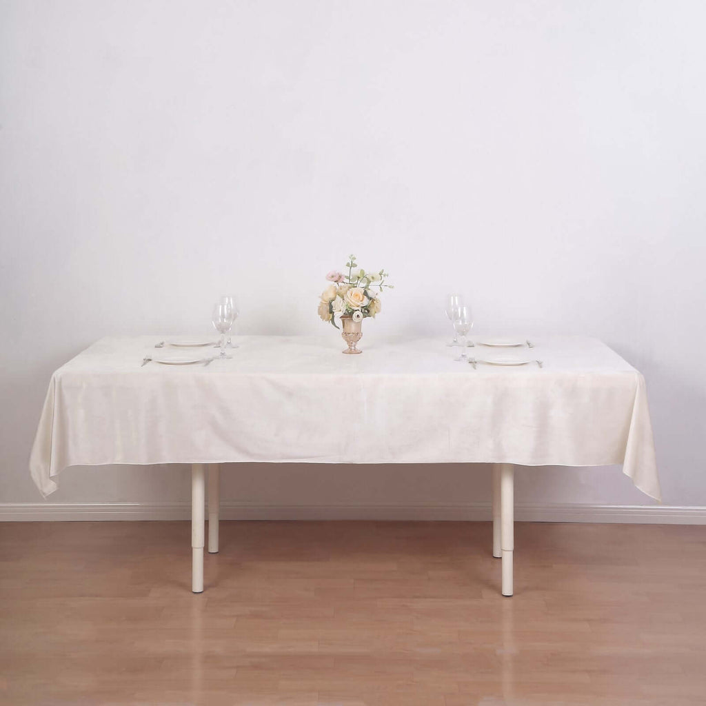 Premium Velvet 60"x102" Rectangle Tablecloth Ivory - Reusable & Soft Table Cover