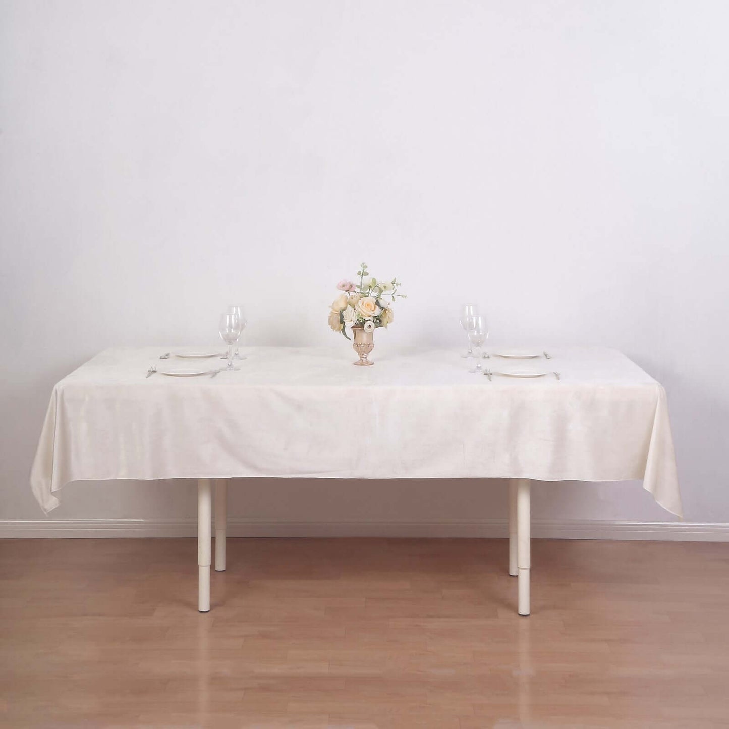 Premium Velvet 60"x102" Rectangle Tablecloth Ivory - Reusable & Soft Table Cover