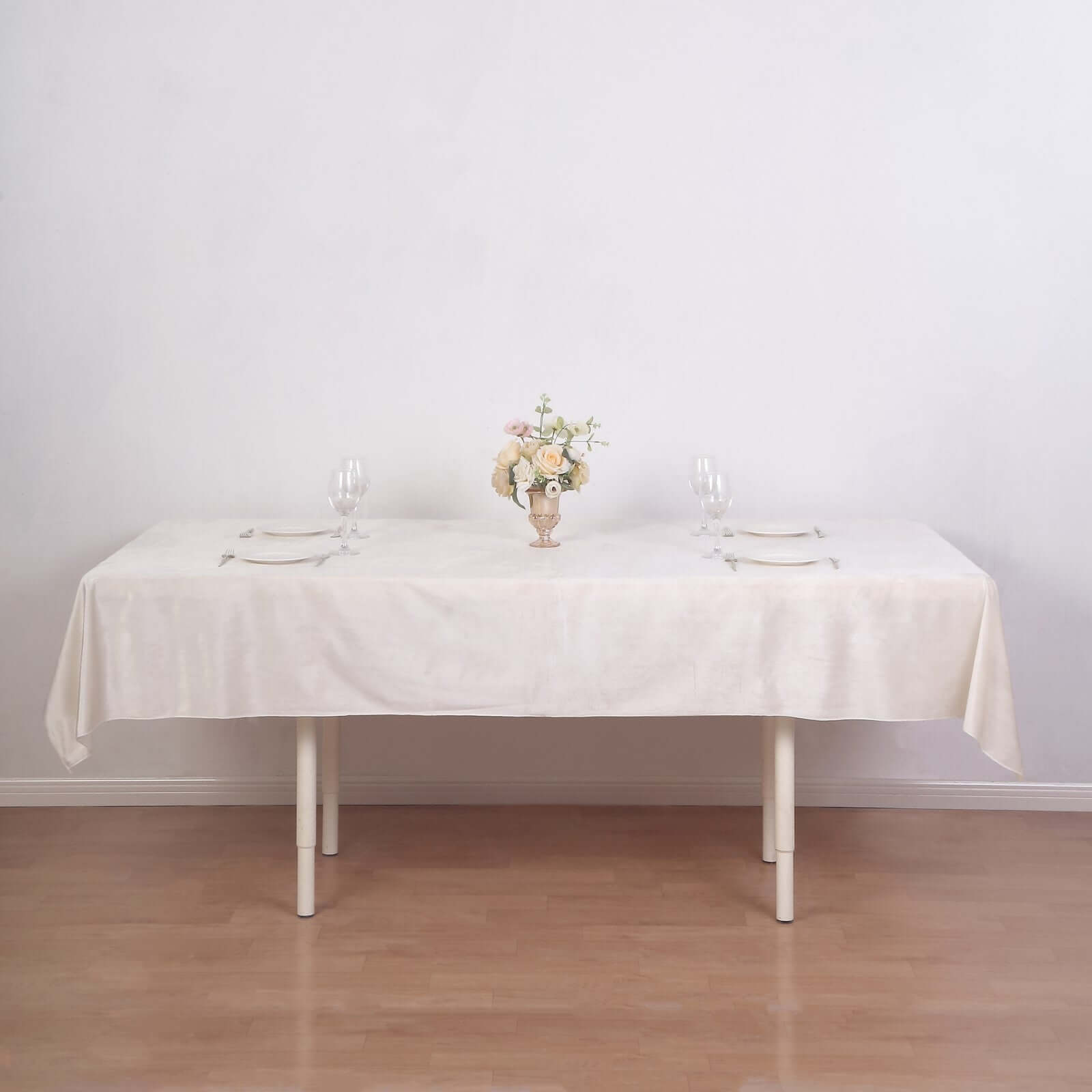 Premium Velvet 60"x102" Rectangle Tablecloth Ivory - Reusable & Soft Table Cover
