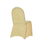 Spandex Chair Cover with Metallic Shimmer Tinsel Back for Banquet Chairs Champagne - Fitted Slipcover