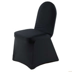 Premium Spandex Chair Cover with Foot Pockets for Banquet Chairs Black - Stretch 220GSM Fitted Slipcover - Bell Racket Store
