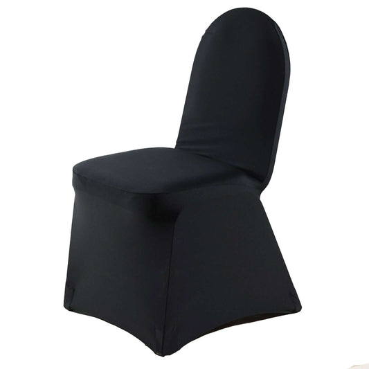 Premium Spandex Chair Cover with Foot Pockets for Banquet Chairs Black - Stretch 220GSM Fitted Slipcover - Bell Racket Store