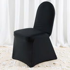 Premium Spandex Chair Cover with Foot Pockets for Banquet Chairs Black - Stretch 220GSM Fitted Slipcover - Bell Racket Store