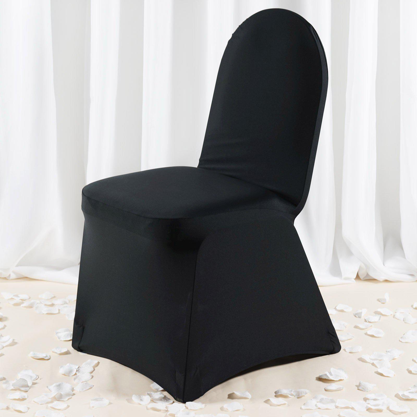 Premium Spandex Chair Cover with Foot Pockets for Banquet Chairs Black - Stretch 220GSM Fitted Slipcover - Bell Racket Store