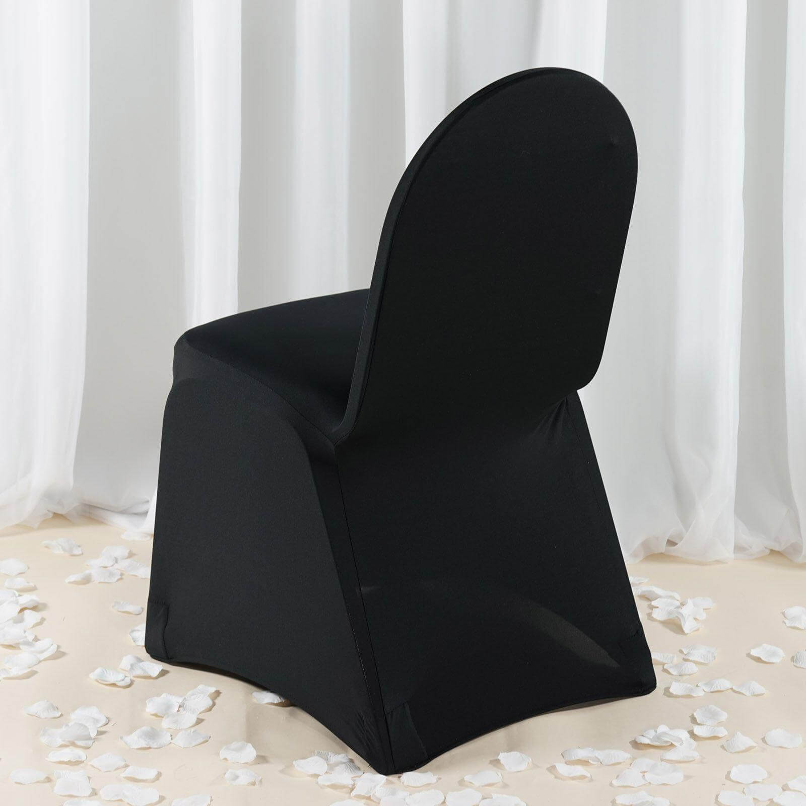 Premium Spandex Chair Cover with Foot Pockets for Banquet Chairs Black - Stretch 220GSM Fitted Slipcover - Bell Racket Store