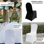 Premium Spandex Chair Cover with Foot Pockets for Banquet Chairs Black - Stretch 220GSM Fitted Slipcover - Bell Racket Store