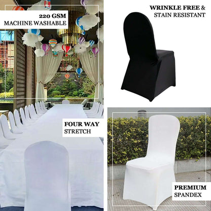 Premium Spandex Chair Cover with Foot Pockets for Banquet Chairs Black - Stretch 220GSM Fitted Slipcover - Bell Racket Store