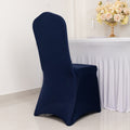Premium Spandex Chair Cover with Foot Pockets for Banquet Chairs Navy Blue - Stretch 220GSM Fitted Slipcover - Bell Racket Store