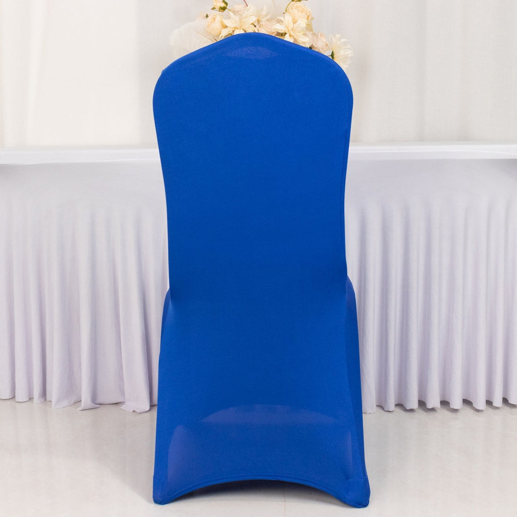 Premium Spandex Chair Cover with Foot Pockets for Banquet Chairs Royal Blue - Stretch 220GSM Fitted Slipcover - Bell Racket Store