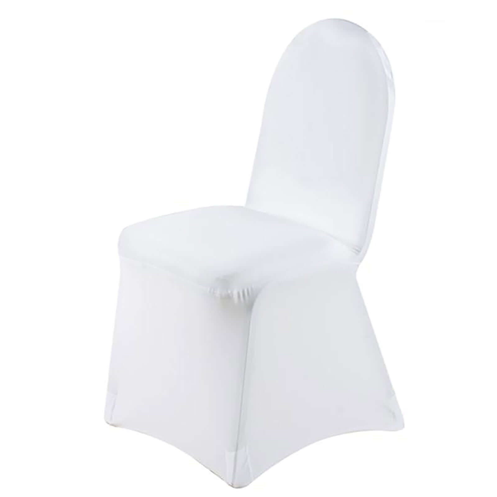 Premium Spandex Chair Cover with Foot Pockets for Banquet Chairs White - Stylish Stretch 220GSM Fitted Slipcover for Weddings - Bell Racket Store