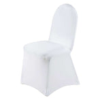 Premium Spandex Chair Cover with Foot Pockets for Banquet Chairs White - Stylish Stretch 220GSM Fitted Slipcover for Weddings - Bell Racket Store
