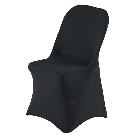 Premium Spandex Chair Cover with Foot Pockets for Folding Chairs Black - Stretch Fitted 220GSM Fabric - NestOCart
