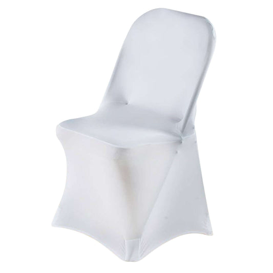 Premium Spandex Chair Cover with Foot Pockets for Folding Chairs White - Stretch Fitted 220GSM Fabric for Weddings & Gatherings - NestOCart