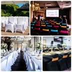 Premium Stretch Spandex Chair Cover for Banquet Chairs White - Durable Fitted 160GSM Fabric with 3 - Way Open Arch & Foot Pockets - Bell Racket Store