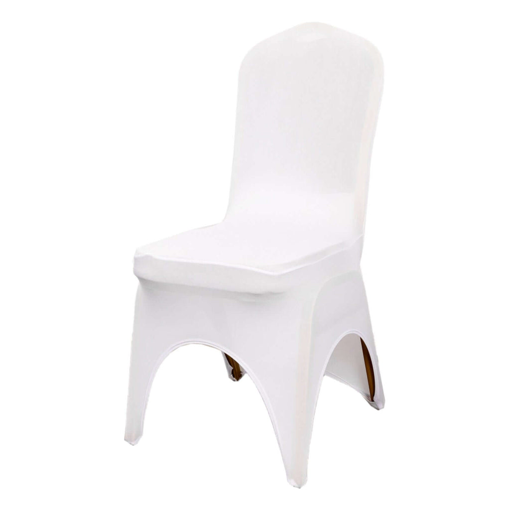 Premium Stretch Spandex Chair Cover for Banquet Chairs White - Durable Fitted 160GSM Fabric with 3 - Way Open Arch & Foot Pockets - Bell Racket Store