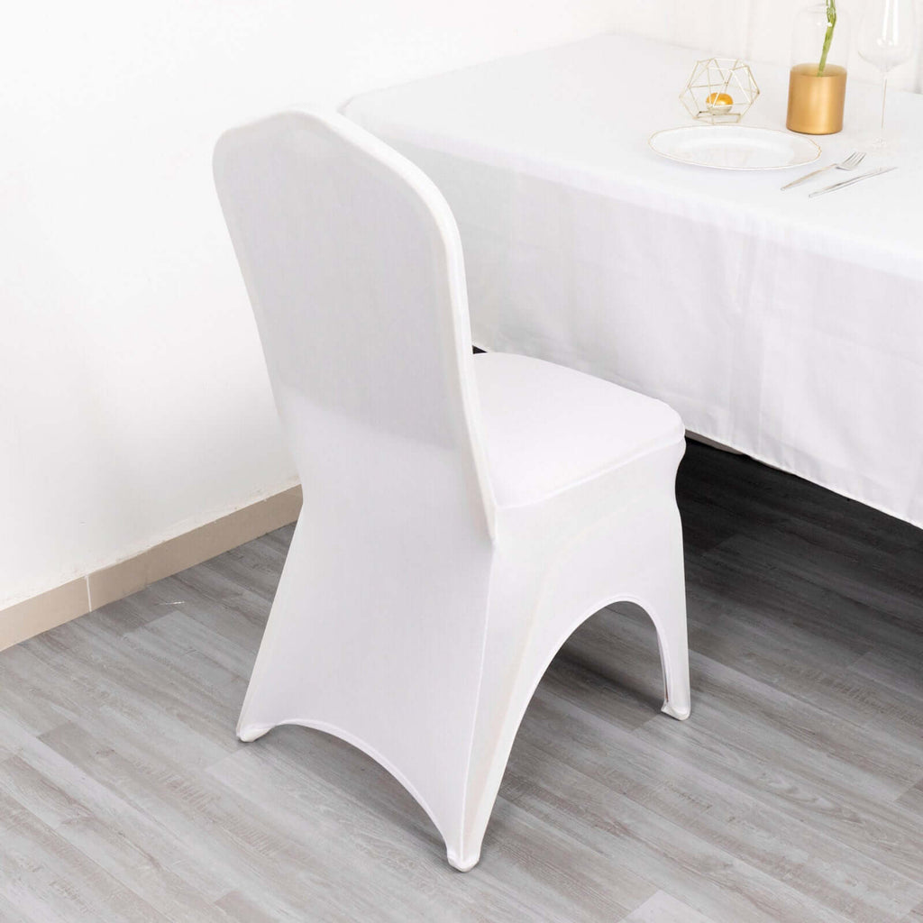 Premium Stretch Spandex Chair Cover for Banquet Chairs White - Durable Fitted 160GSM Fabric with 3 - Way Open Arch & Foot Pockets - Bell Racket Store