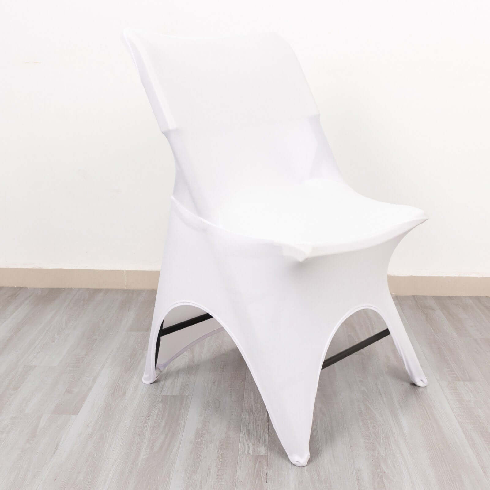 Premium Stretch Spandex Chair Cover White for Folding Chairs - Stylish 3 - Way Open Arch 160GSM Fitted Slipcover with Reinforced Foot Pockets - Bell Racket Store
