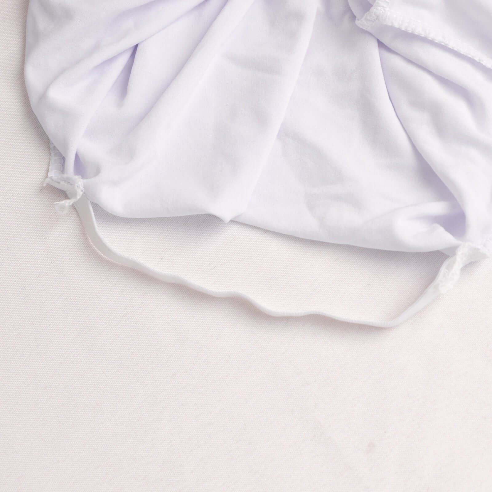 Premium Stretch Spandex Chair Cover White for Folding Chairs - Stylish 3 - Way Open Arch 160GSM Fitted Slipcover with Reinforced Foot Pockets - Bell Racket Store