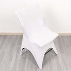 Premium Stretch Spandex Chair Cover White for Folding Chairs - Stylish 3 - Way Open Arch 160GSM Fitted Slipcover with Reinforced Foot Pockets - Bell Racket Store