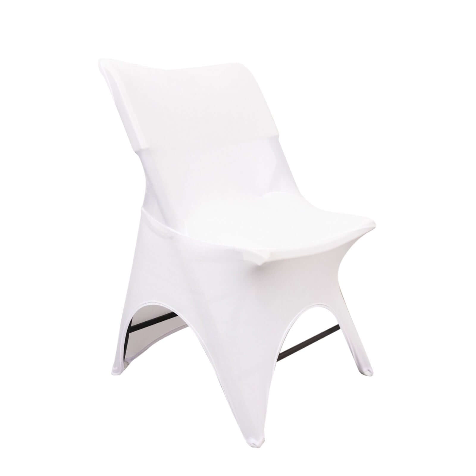 Premium Stretch Spandex Chair Cover White for Folding Chairs - Stylish 3 - Way Open Arch 160GSM Fitted Slipcover with Reinforced Foot Pockets - Bell Racket Store