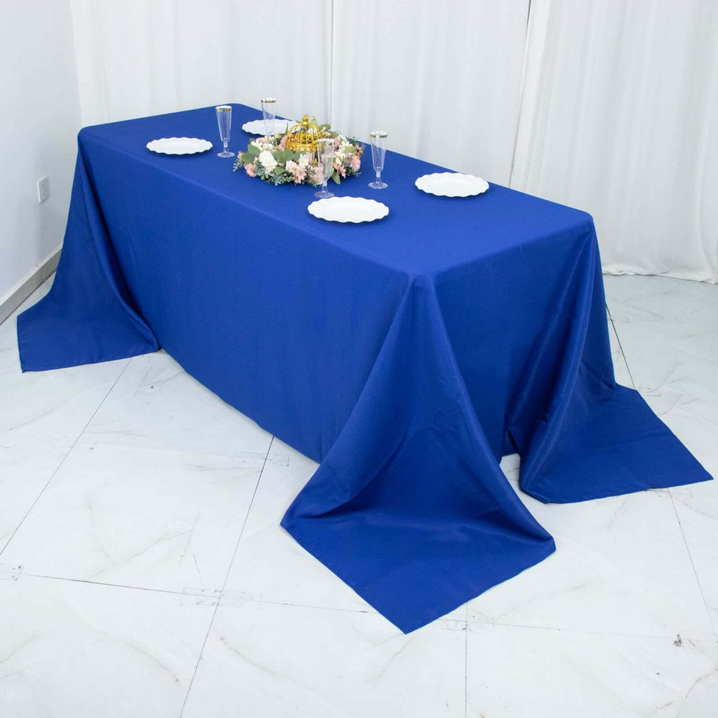Premium Polyester 90"x132" Rectangle Tablecloth Royal Blue - Seamless 220GSM Stain-Resistant Table Cover