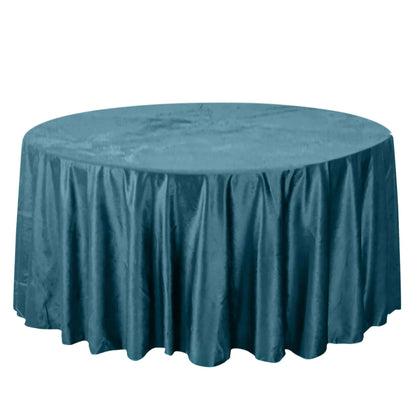 Premium Velvet 120" Round Tablecloth Peacock Teal - Reusable Soft & Seamless Table Cover - Bell Racket Store