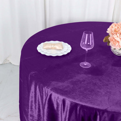 Premium Velvet 120" Round Tablecloth Purple - Reusable Soft & Seamless Table Cover - Bell Racket Store