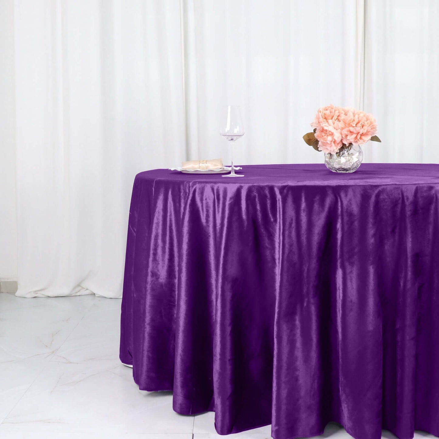Premium Velvet 120" Round Tablecloth Purple - Reusable Soft & Seamless Table Cover - Bell Racket Store