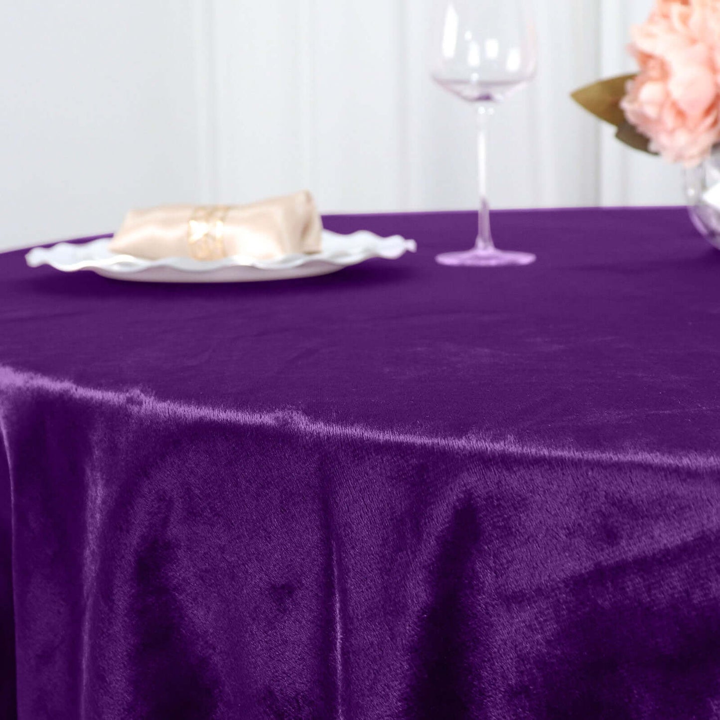 Premium Velvet 120" Round Tablecloth Purple - Reusable Soft & Seamless Table Cover - Bell Racket Store