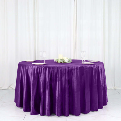 Premium Velvet 120" Round Tablecloth Purple - Reusable Soft & Seamless Table Cover - Bell Racket Store