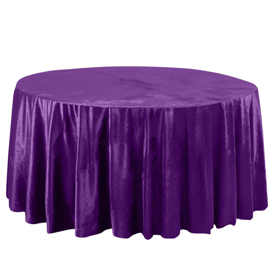 Premium Velvet 120" Round Tablecloth Purple - Reusable Soft & Seamless Table Cover - Bell Racket Store