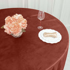 Premium Velvet 120" Round Tablecloth Terracotta (Rust) - Reusable Soft & Seamless Table Cover - Bell Racket Store