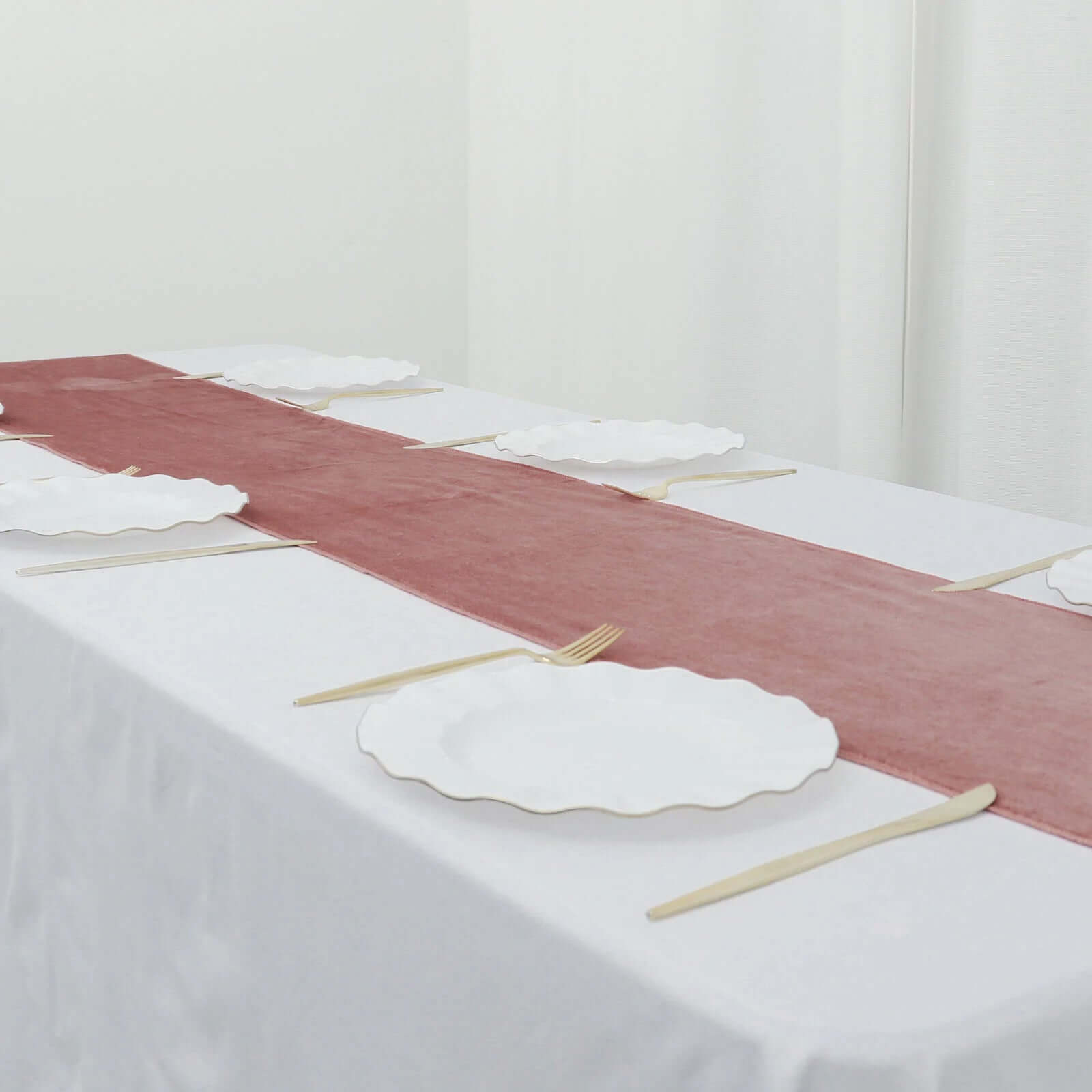 Premium Velvet 12"x108" Table Runner Dusty Rose - Sheen Finish Reusable Table Decor - Bell Racket Store