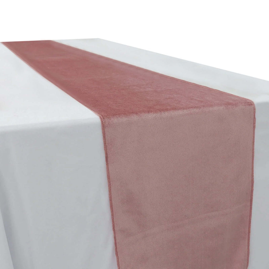 Premium Velvet 12"x108" Table Runner Dusty Rose - Sheen Finish Reusable Table Decor - Bell Racket Store