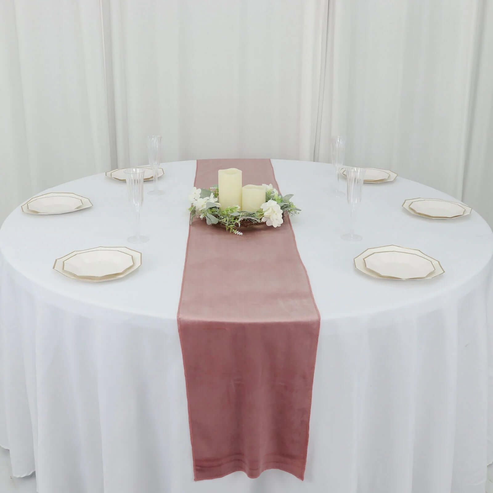 Premium Velvet 12"x108" Table Runner Dusty Rose - Sheen Finish Reusable Table Decor - Bell Racket Store