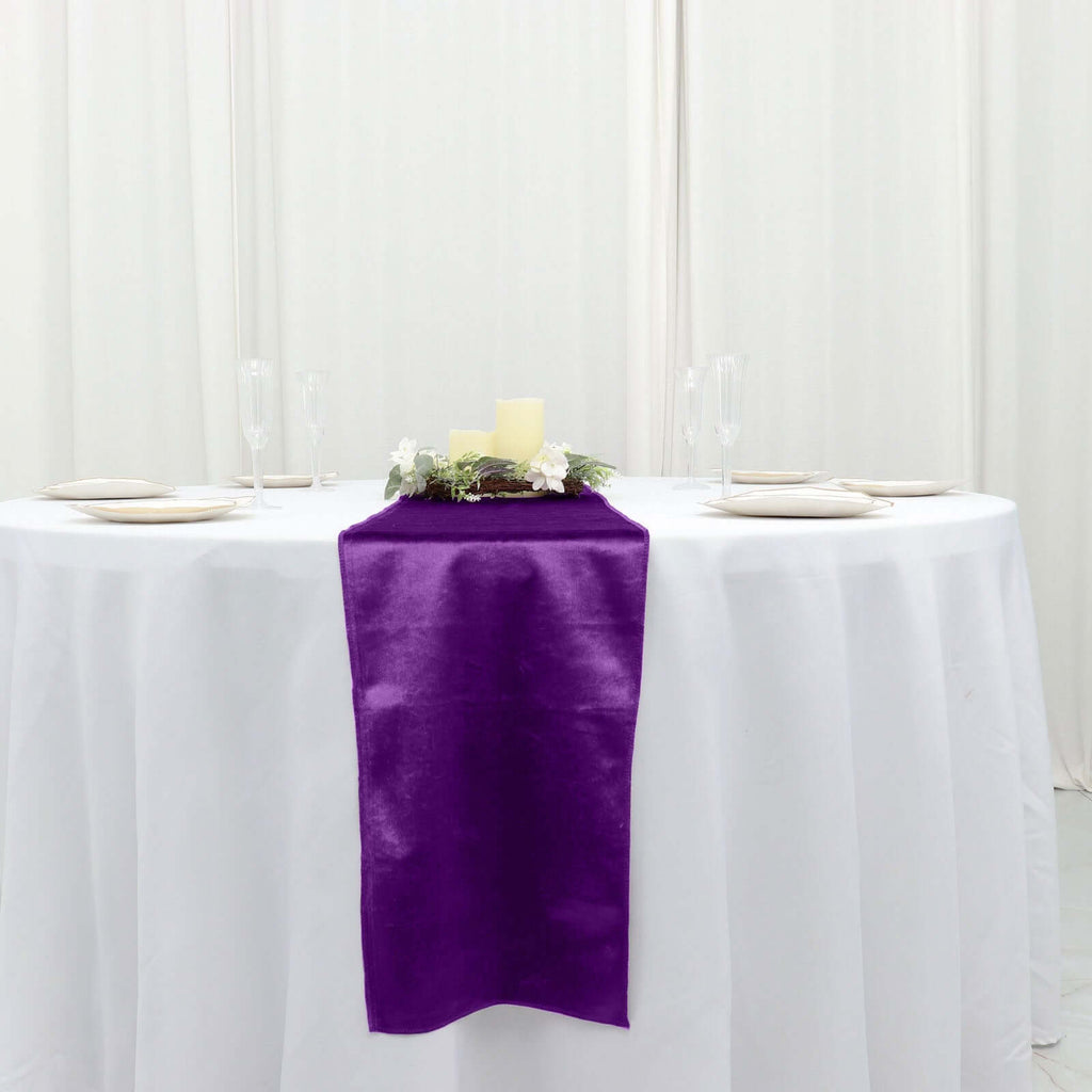 Premium Velvet 12"x108" Table Runner Purple - Sheen Finish Reusable Table Decor - Bell Racket Store