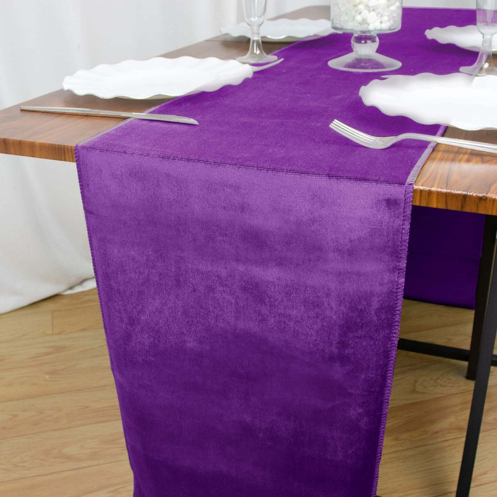 Premium Velvet 12"x108" Table Runner Purple - Sheen Finish Reusable Table Decor - Bell Racket Store