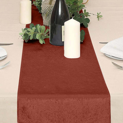 Premium Velvet 12"x108" Table Runner Terracotta (Rust) - Sheen Finish Reusable Table Decor - Bell Racket Store