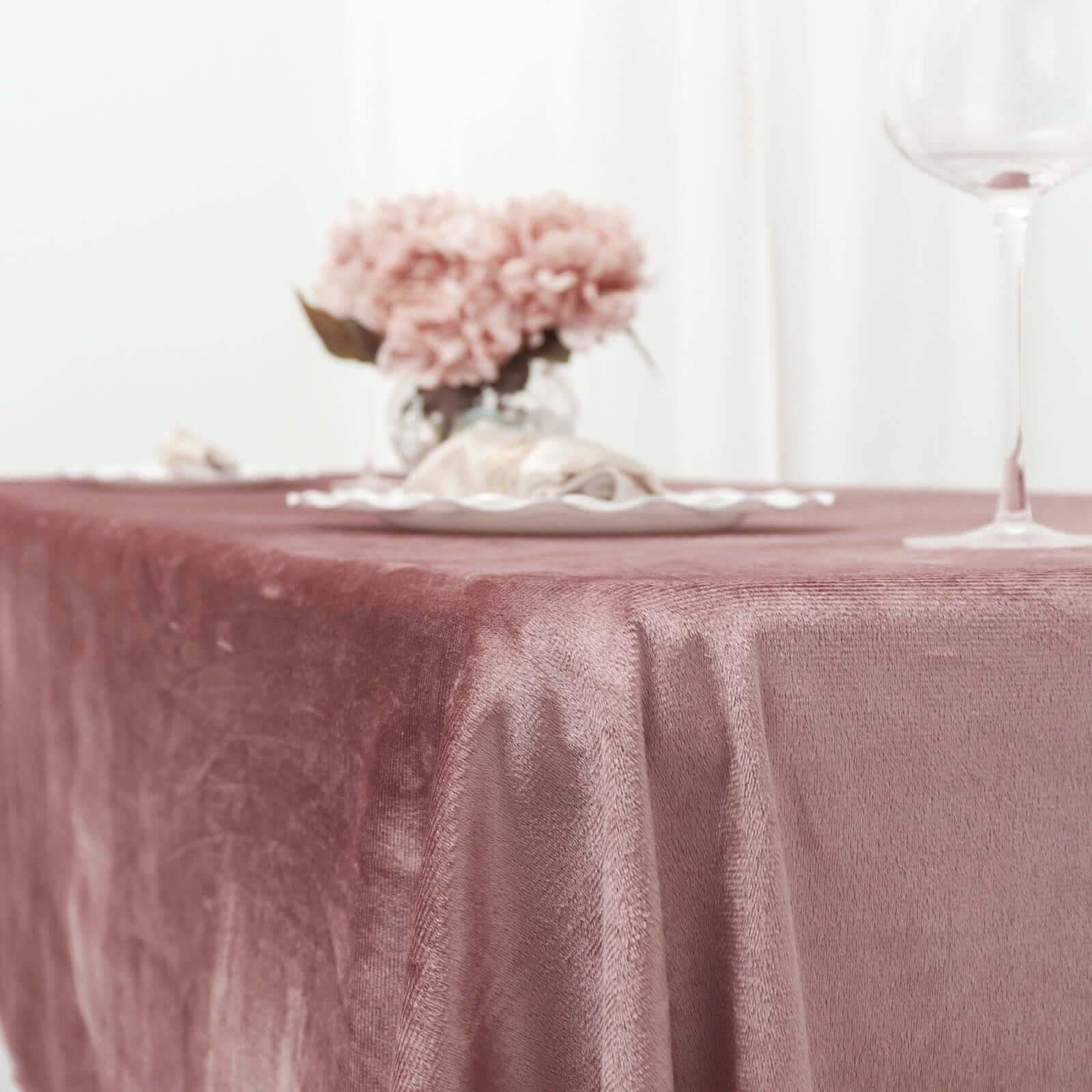 Premium Velvet 60"x102" Rectangle Tablecloth Dusty Rose - Reusable & Soft Table Cover - Bell Racket Store